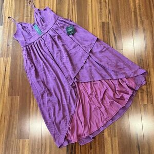 New NWT Lulus Magenta Purple Dress Asymmetrical Wrap Front Sleeveless Size Large